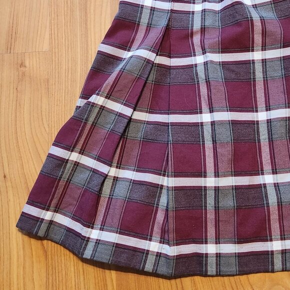 School Uniform Girls' Pleat Skirt, Maroon /White/Grey || 26in EUC - Picture 3 of 10